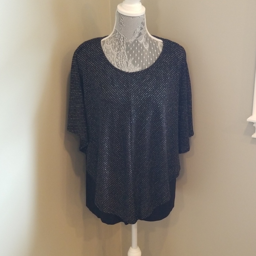 Apt. 9 Black kimono-like top with silver accent